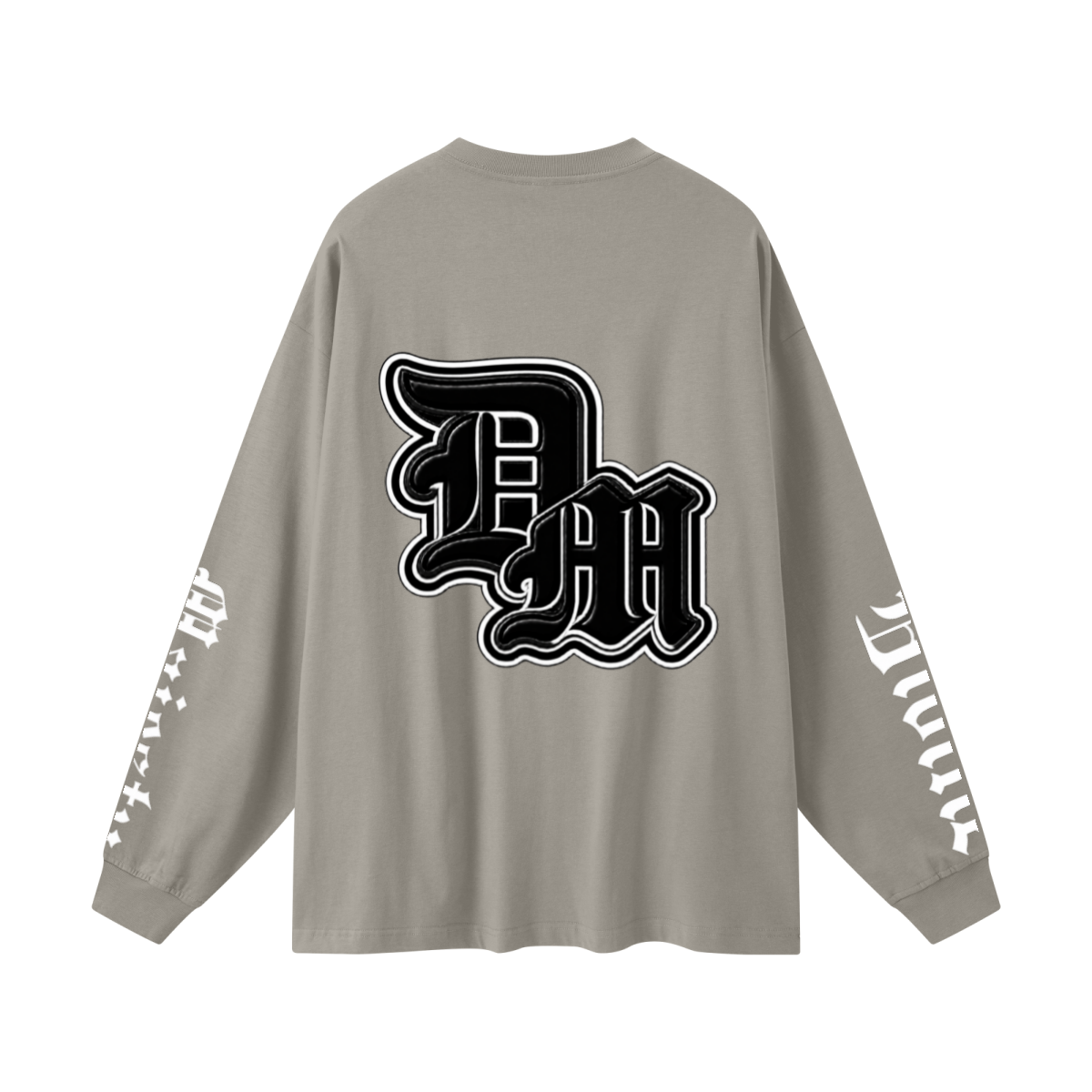 305GSM Unisex Premium Heavyweight Double-Yarn Plain Fabric Earth-Tone Basic Layering Long sleeve Grey Camel