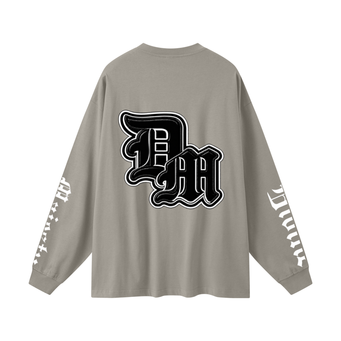 305GSM Unisex Premium Heavyweight Double-Yarn Plain Fabric Earth-Tone Basic Layering Long sleeve Grey Camel