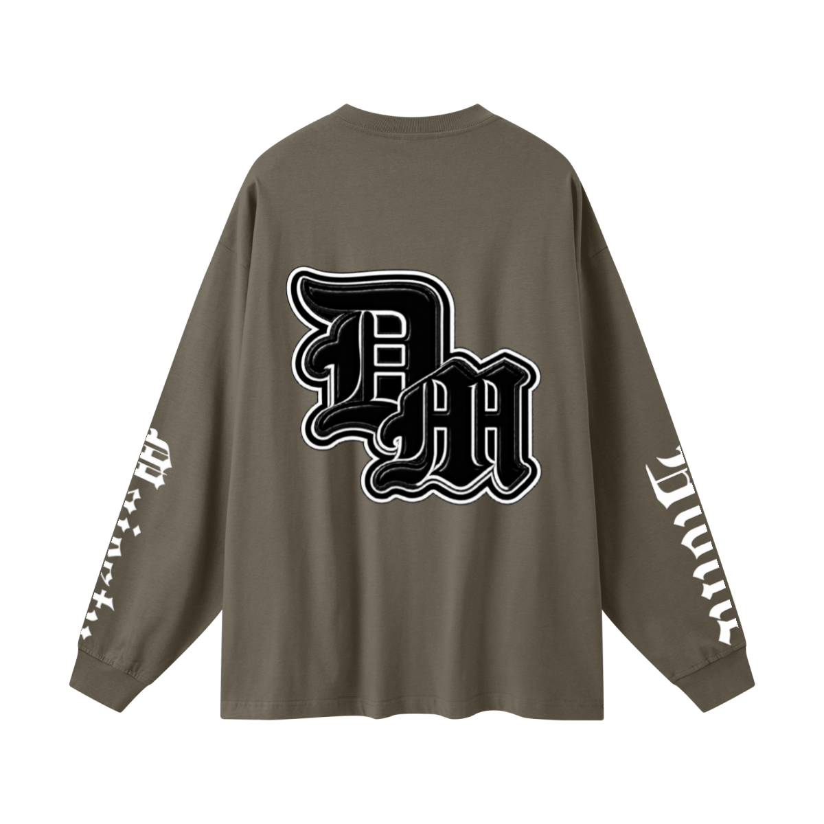 305GSM Unisex Premium Heavyweight Double-Yarn Plain Fabric Earth-Tone Basic Layering Long sleeve Brown