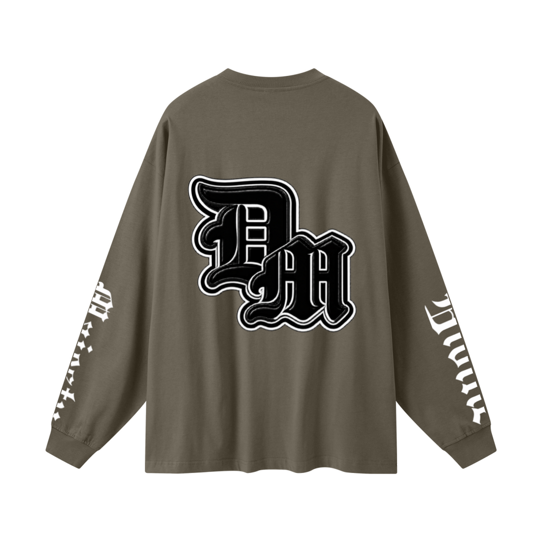 305GSM Unisex Premium Heavyweight Double-Yarn Plain Fabric Earth-Tone Basic Layering Long sleeve Brown