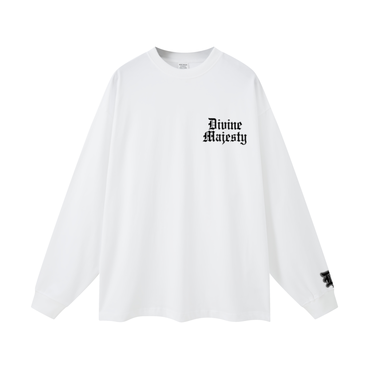 305GSM Unisex Premium Heavyweight Double-Yarn Plain Fabric Earth-Tone Basic Layering Long sleeve White