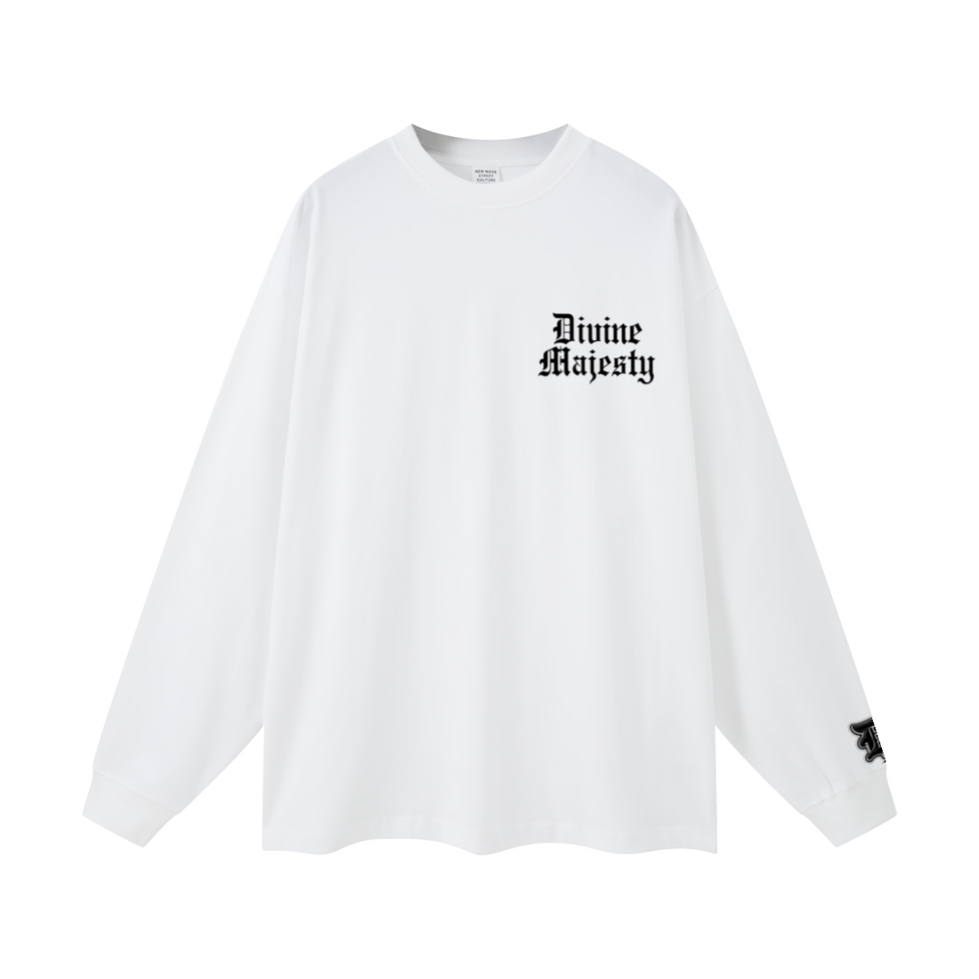 305GSM Unisex Premium Heavyweight Double-Yarn Plain Fabric Earth-Tone Basic Layering Long sleeve White
