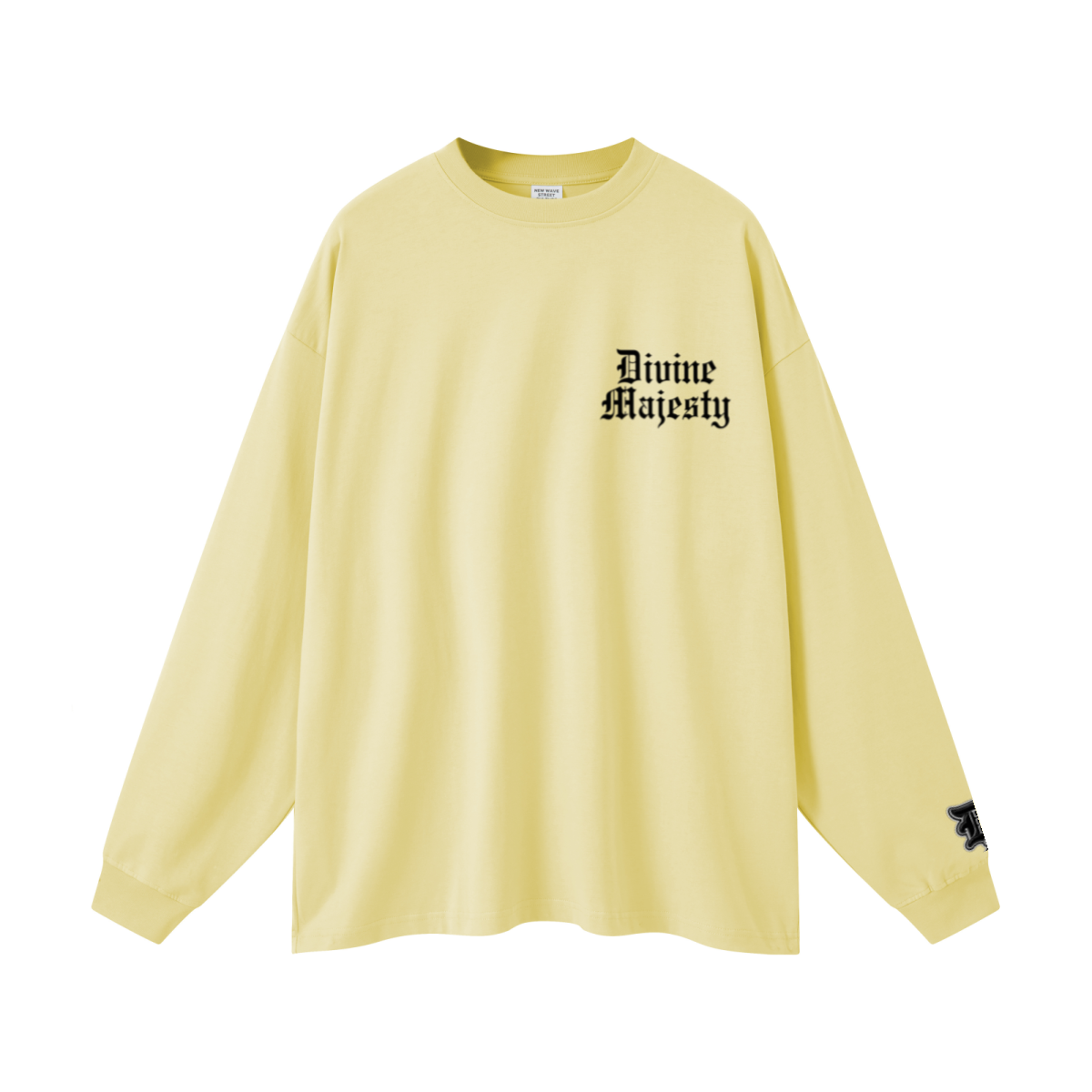 305GSM Unisex Premium Heavyweight Double-Yarn Plain Fabric Earth-Tone Basic Layering Long sleeve Yellow