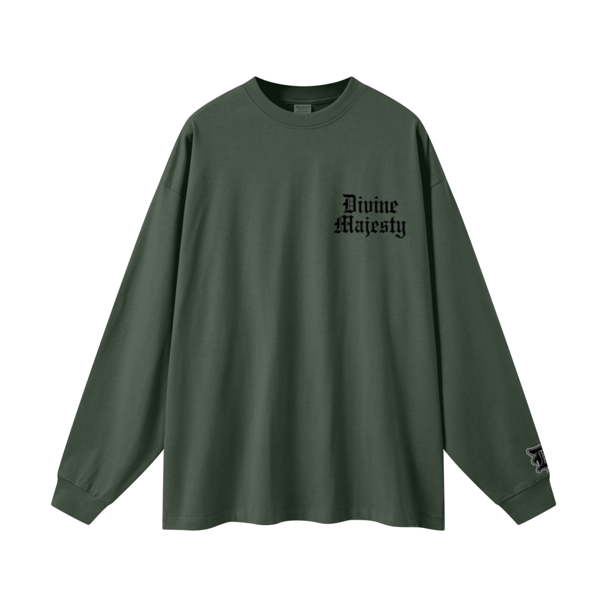 305GSM Unisex Premium Heavyweight Double-Yarn Plain Fabric Earth-Tone Basic Layering Long sleeve Dark Green