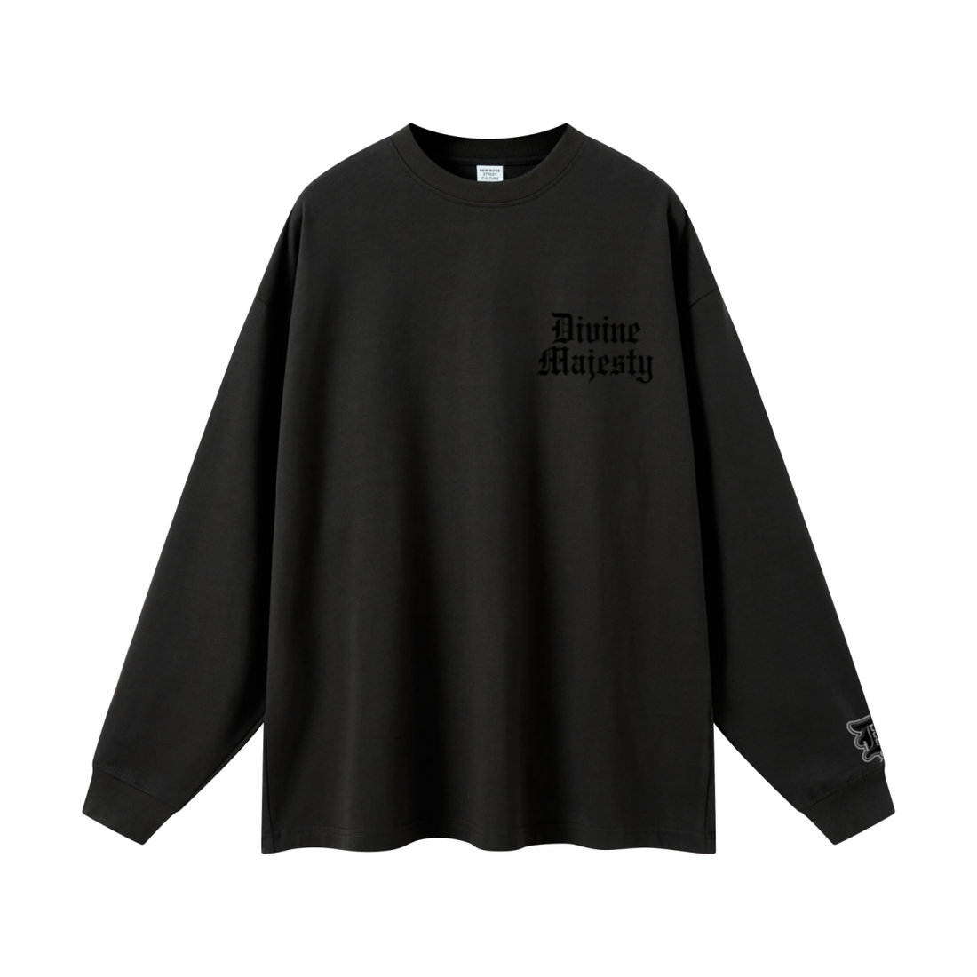 305GSM Unisex Premium Heavyweight Double-Yarn Plain Fabric Earth-Tone Basic Layering Long sleeve Black