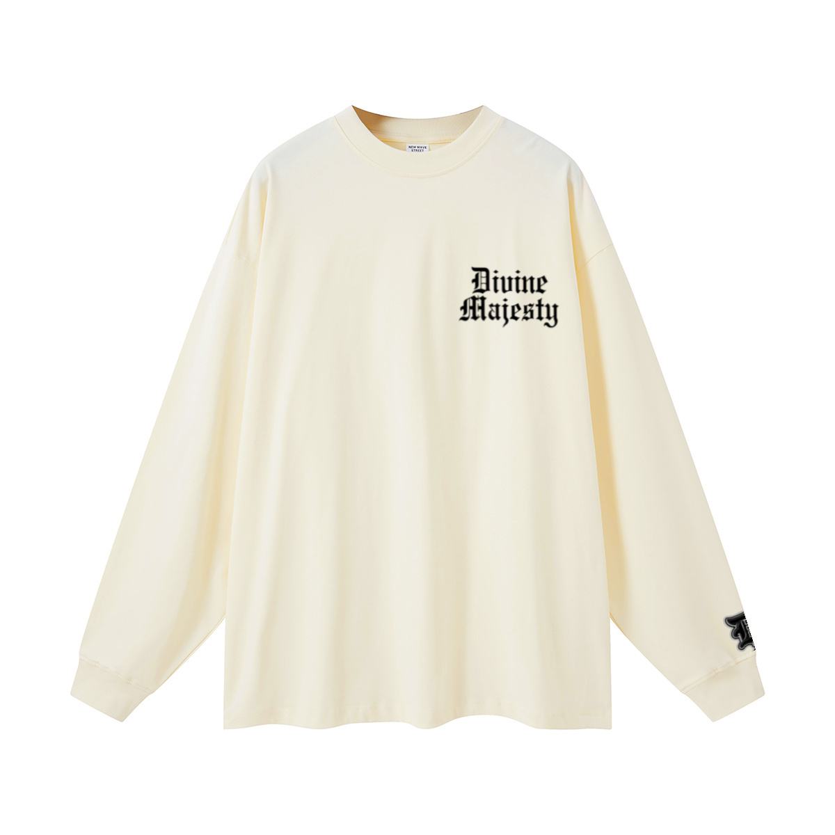 305GSM Unisex Premium Heavyweight Double-Yarn Plain Fabric Earth-Tone Basic Layering Long sleeve Milk Tea White