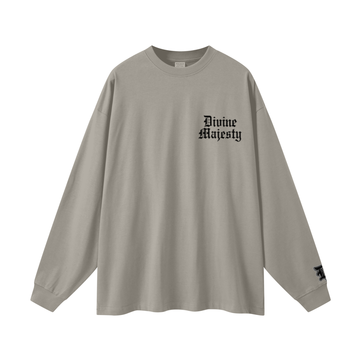 305GSM Unisex Premium Heavyweight Double-Yarn Plain Fabric Earth-Tone Basic Layering Long sleeve Grey Camel