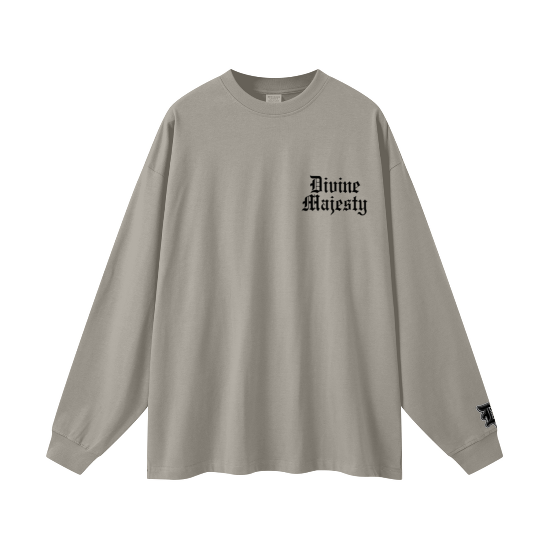305GSM Unisex Premium Heavyweight Double-Yarn Plain Fabric Earth-Tone Basic Layering Long sleeve Grey Camel
