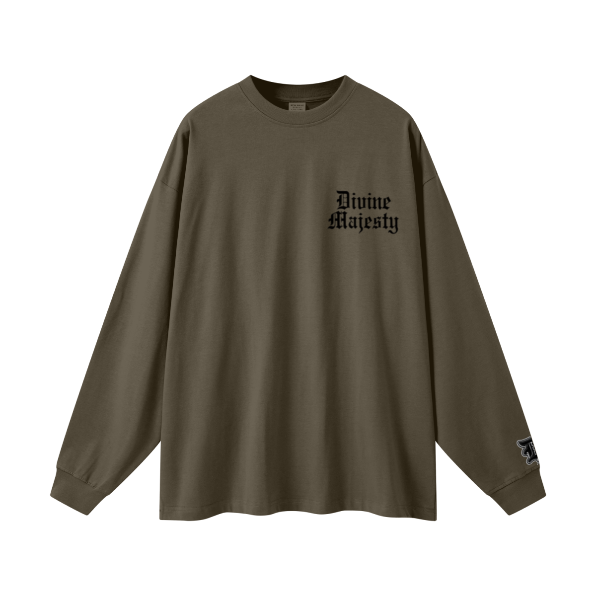 305GSM Unisex Premium Heavyweight Double-Yarn Plain Fabric Earth-Tone Basic Layering Long sleeve Brown