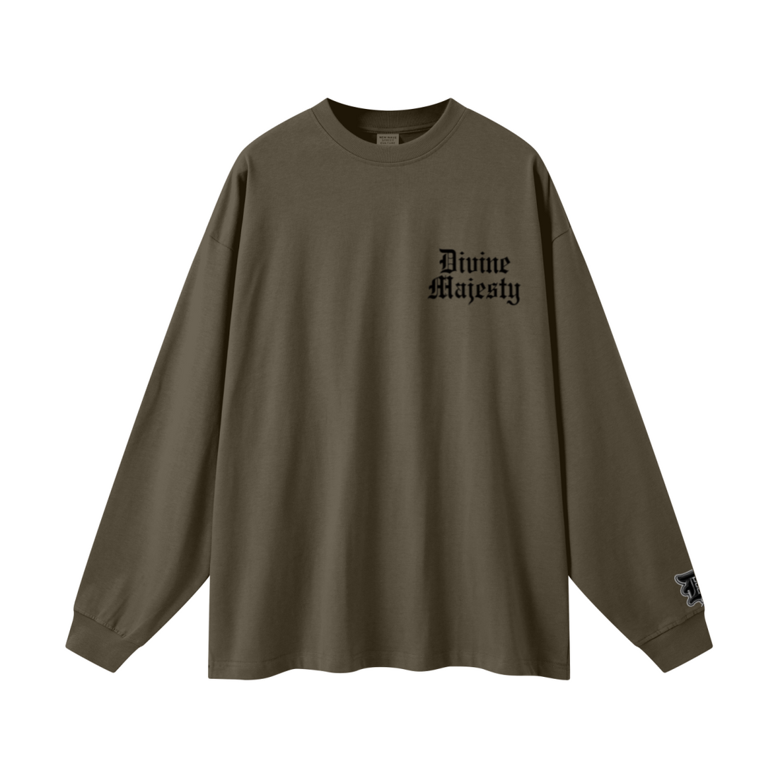 305GSM Unisex Premium Heavyweight Double-Yarn Plain Fabric Earth-Tone Basic Layering Long sleeve Brown