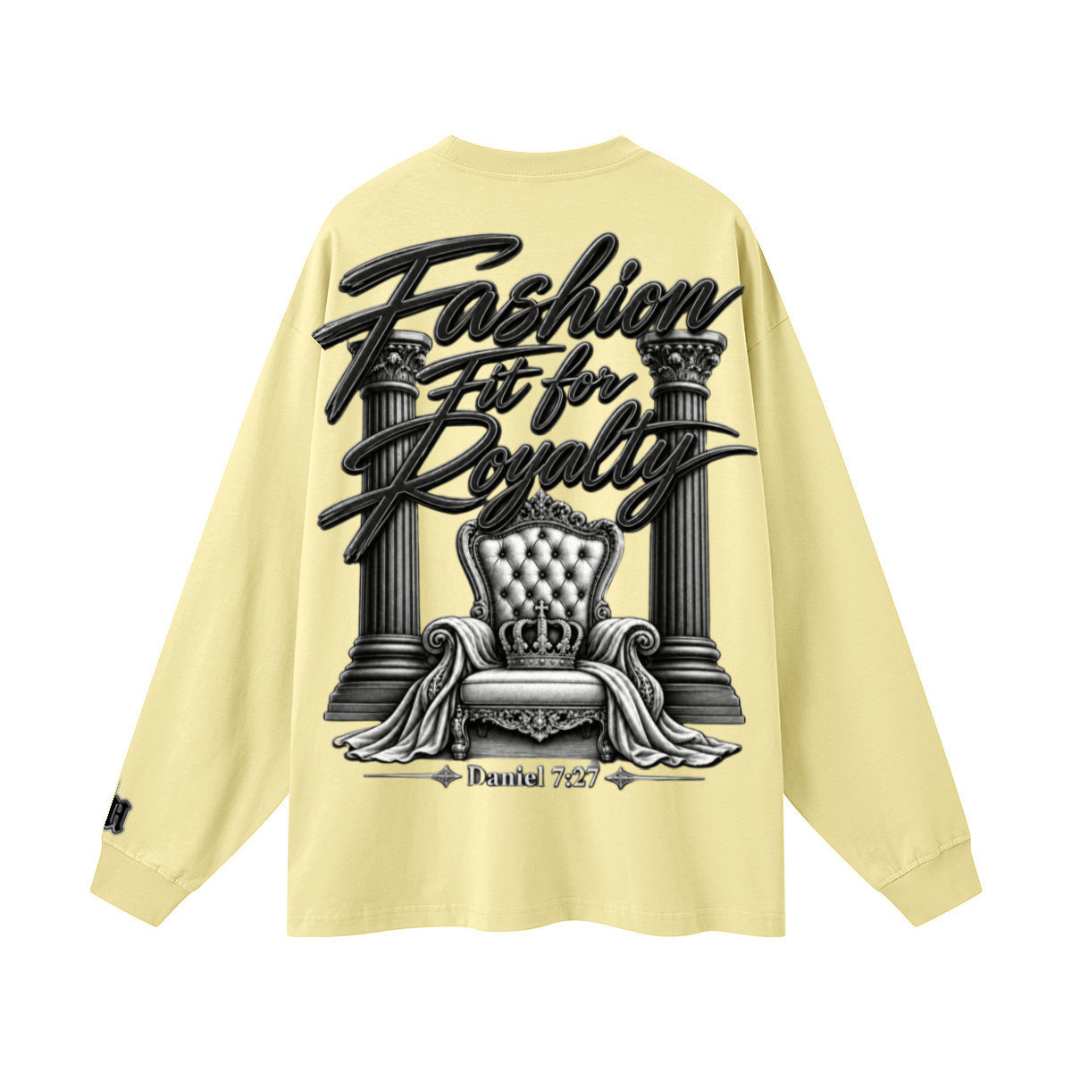 305GSM Unisex Premium Heavyweight Double-Yarn Plain Fabric Earth-Tone Basic Layering Long sleeve Yellow