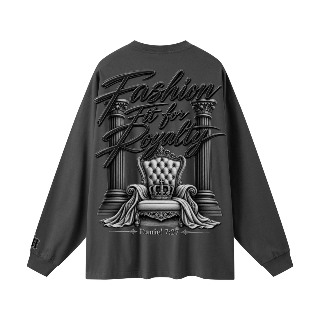 305GSM Unisex Premium Heavyweight Double-Yarn Plain Fabric Earth-Tone Basic Layering Long sleeve Carbon Grey