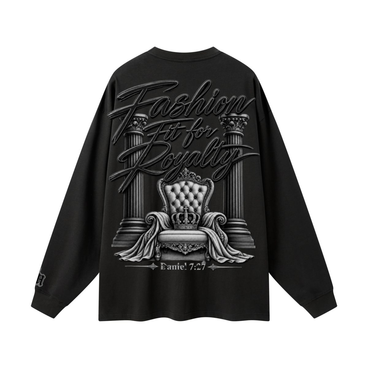 305GSM Unisex Premium Heavyweight Double-Yarn Plain Fabric Earth-Tone Basic Layering Long sleeve Black