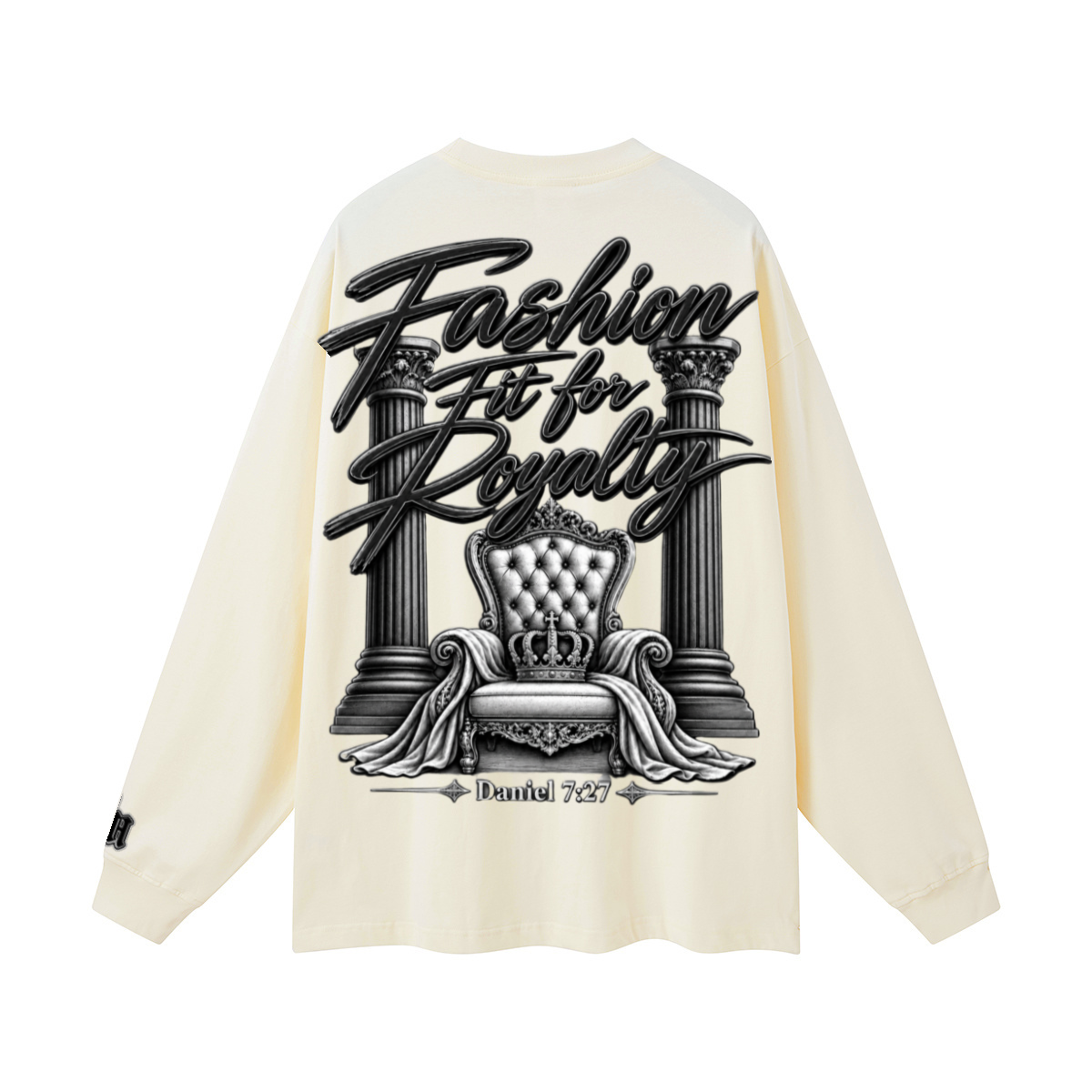 305GSM Unisex Premium Heavyweight Double-Yarn Plain Fabric Earth-Tone Basic Layering Long sleeve Milk Tea White