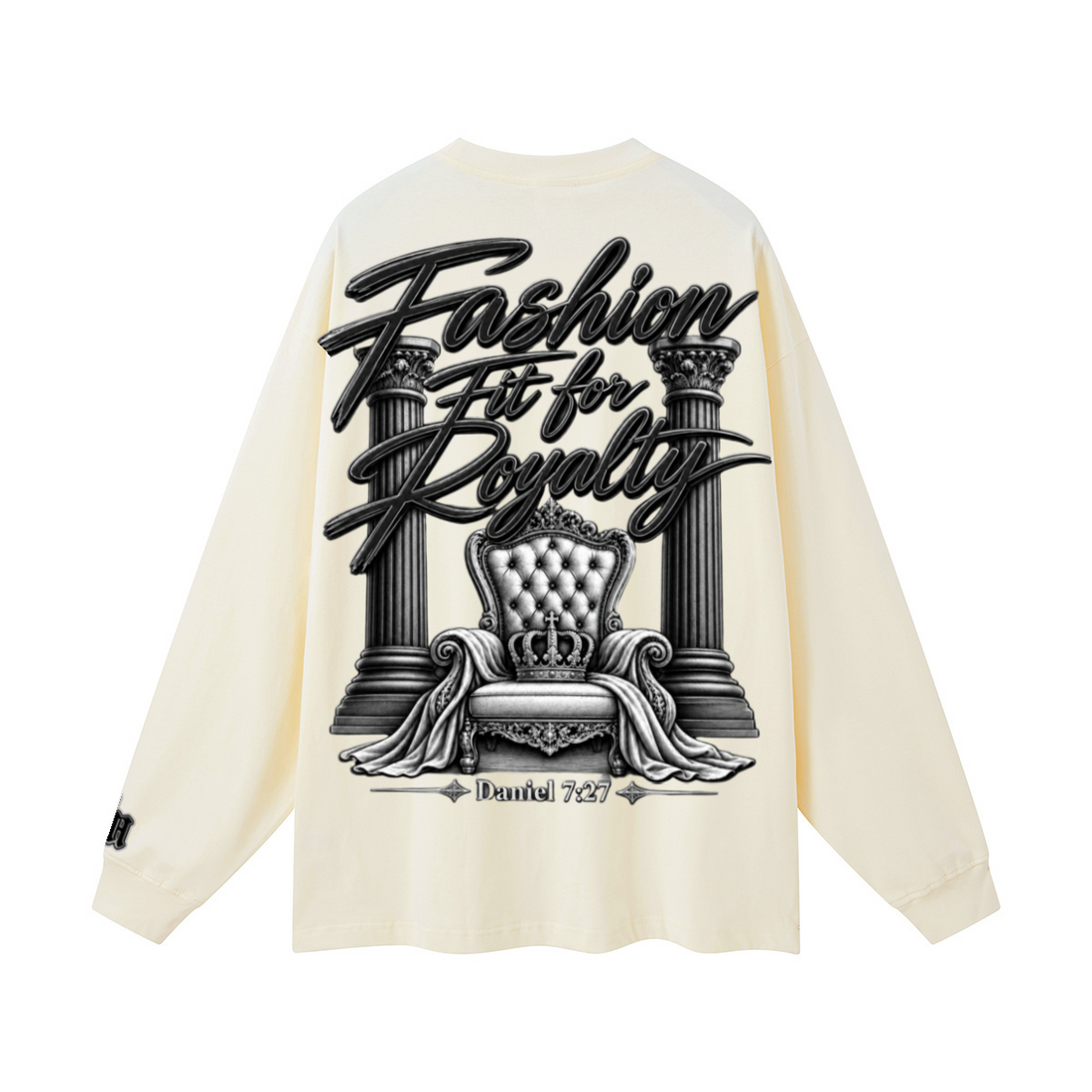 305GSM Unisex Premium Heavyweight Double-Yarn Plain Fabric Earth-Tone Basic Layering Long sleeve Milk Tea White