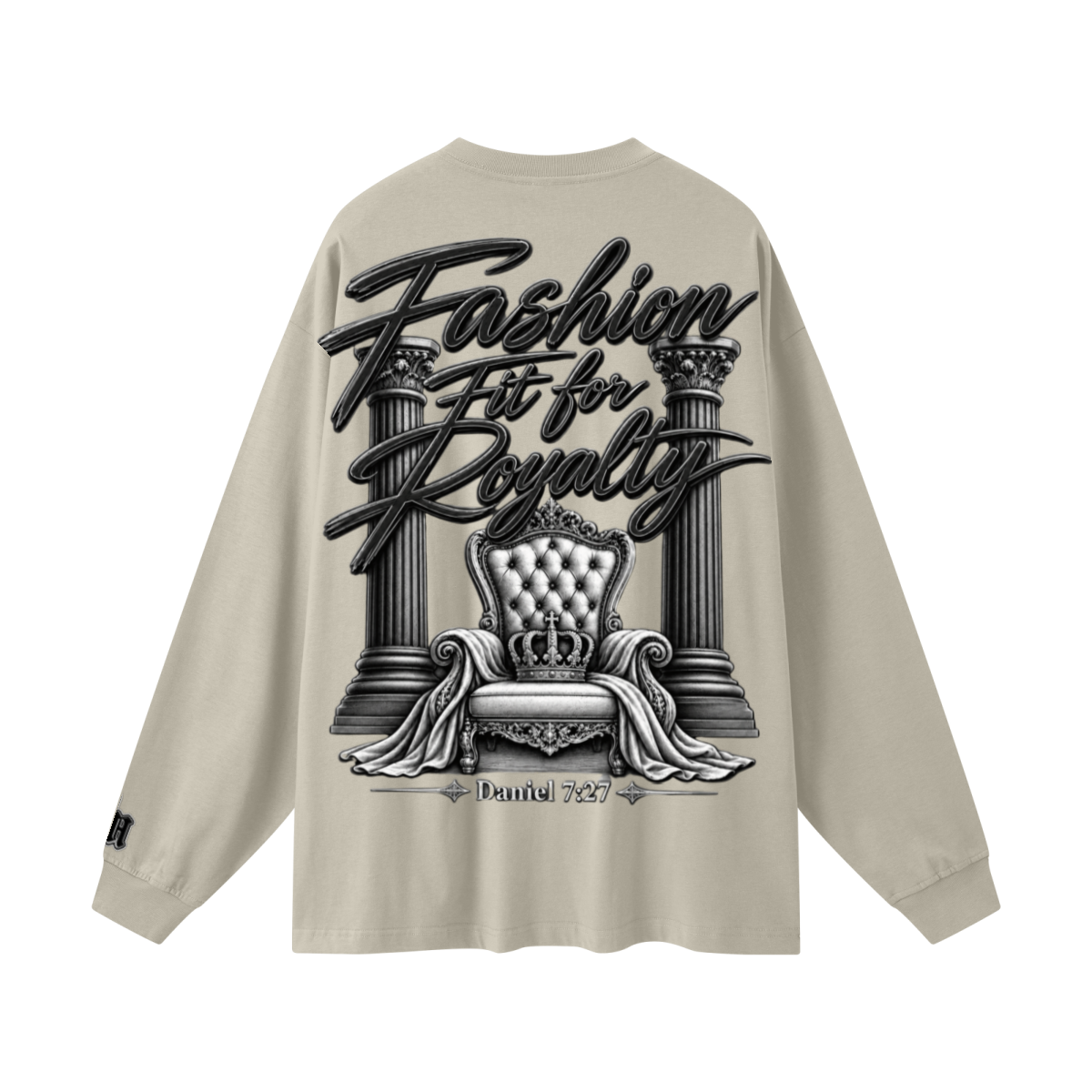 305GSM Unisex Premium Heavyweight Double-Yarn Plain Fabric Earth-Tone Basic Layering Long sleeve Sand