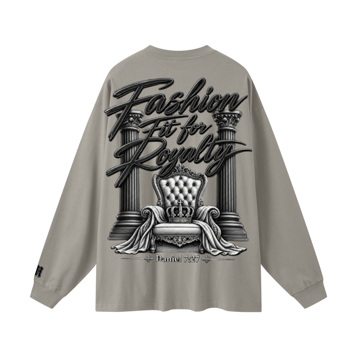 305GSM Unisex Premium Heavyweight Double-Yarn Plain Fabric Earth-Tone Basic Layering Long sleeve Grey Camel