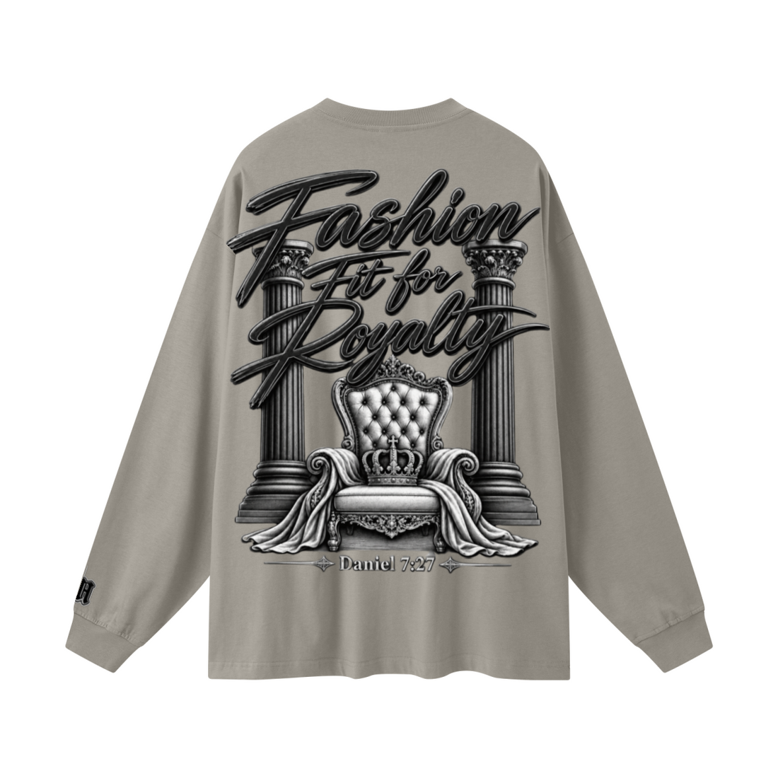 305GSM Unisex Premium Heavyweight Double-Yarn Plain Fabric Earth-Tone Basic Layering Long sleeve Grey Camel