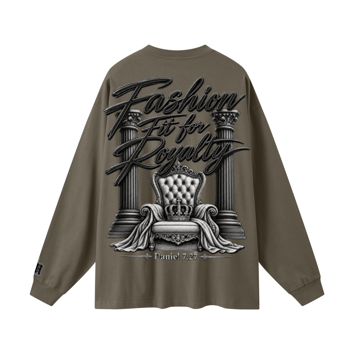 305GSM Unisex Premium Heavyweight Double-Yarn Plain Fabric Earth-Tone Basic Layering Long sleeve Brown