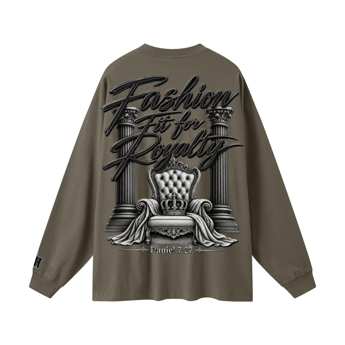 305GSM Unisex Premium Heavyweight Double-Yarn Plain Fabric Earth-Tone Basic Layering Long sleeve Brown