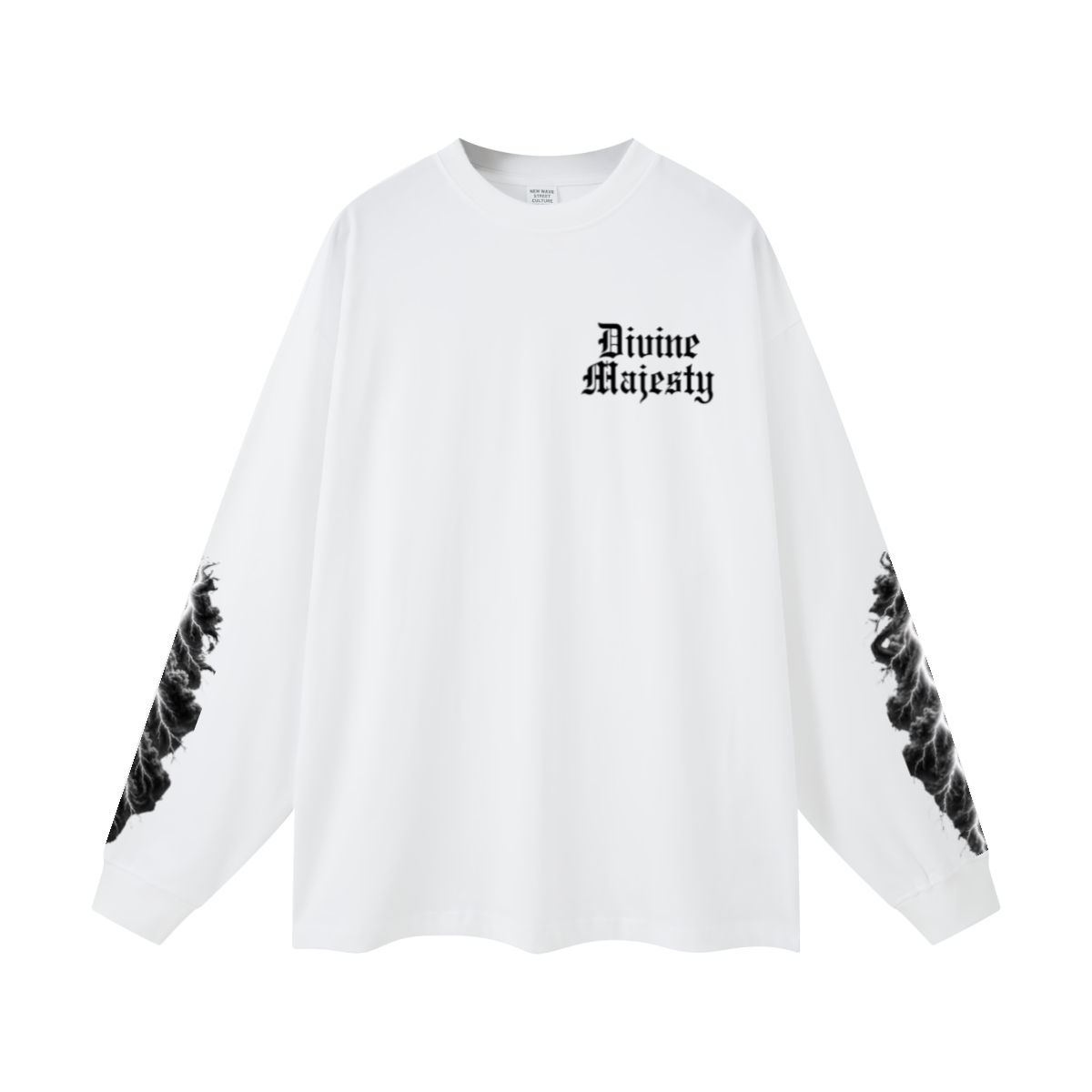 305GSM Unisex Premium Heavyweight Double-Yarn Plain Fabric Earth-Tone Basic Layering Long sleeve White
