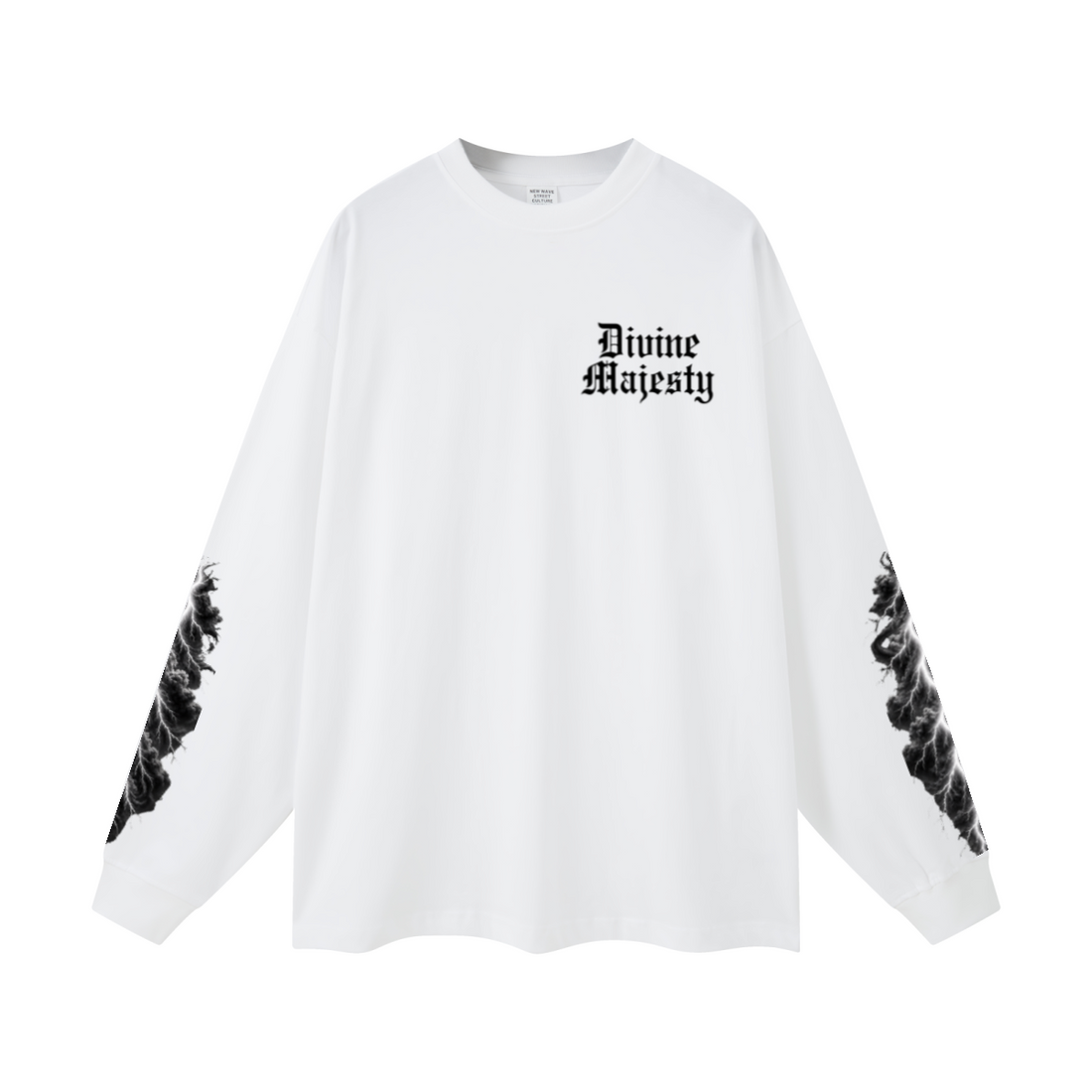 305GSM Unisex Premium Heavyweight Double-Yarn Plain Fabric Earth-Tone Basic Layering Long sleeve White