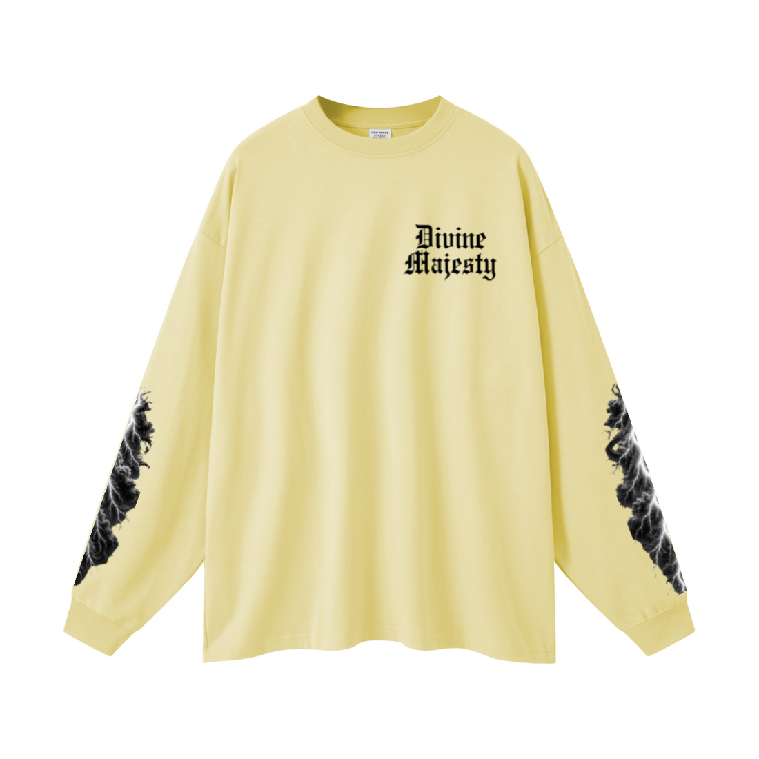 305GSM Unisex Premium Heavyweight Double-Yarn Plain Fabric Earth-Tone Basic Layering Long sleeve Yellow
