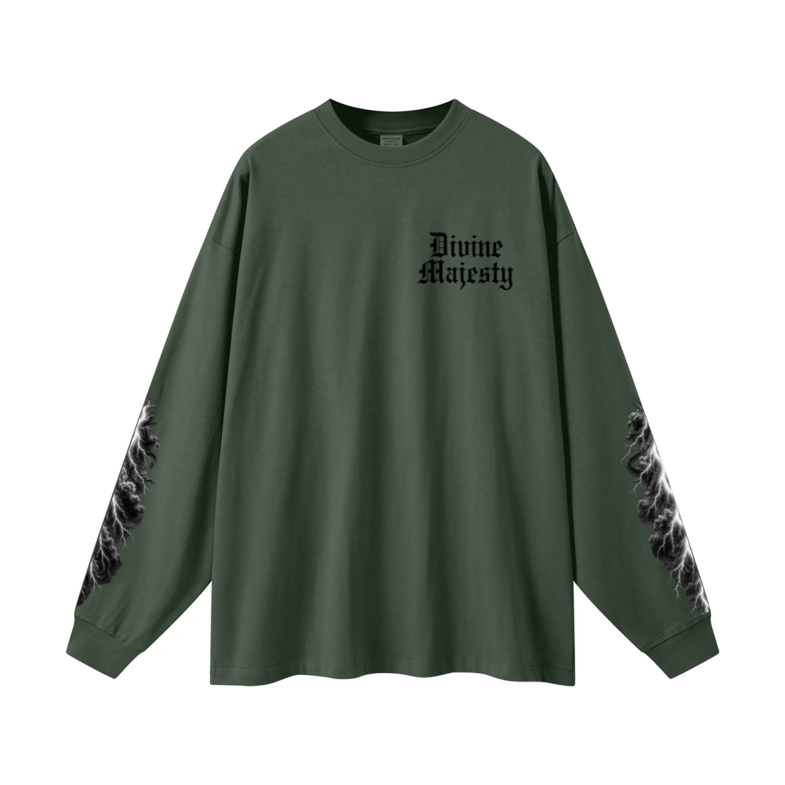 305GSM Unisex Premium Heavyweight Double-Yarn Plain Fabric Earth-Tone Basic Layering Long sleeve Dark Green