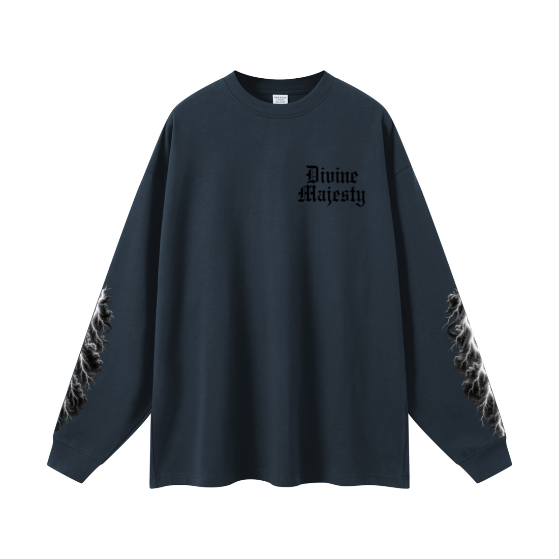 305GSM Unisex Premium Heavyweight Double-Yarn Plain Fabric Earth-Tone Basic Layering Long sleeve Navy Blue