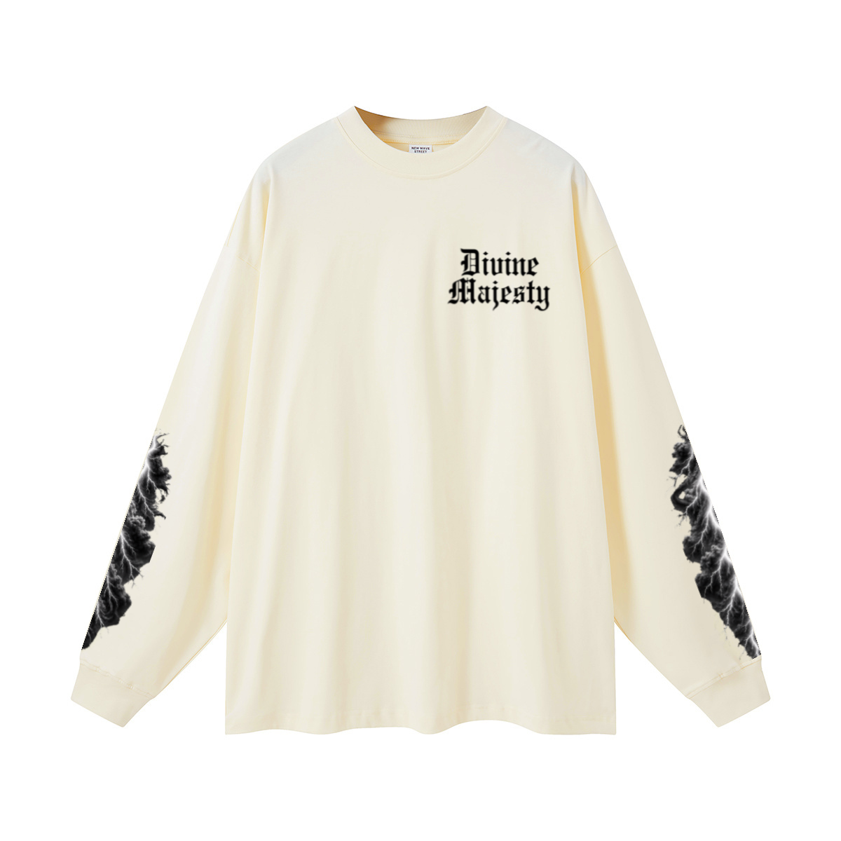 305GSM Unisex Premium Heavyweight Double-Yarn Plain Fabric Earth-Tone Basic Layering Long sleeve Milk Tea White
