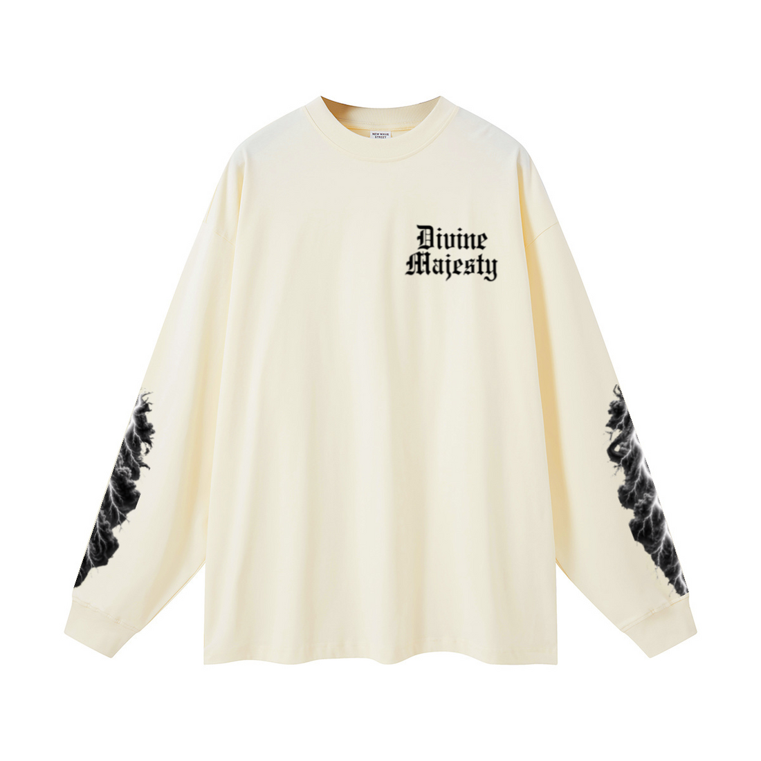 305GSM Unisex Premium Heavyweight Double-Yarn Plain Fabric Earth-Tone Basic Layering Long sleeve Milk Tea White