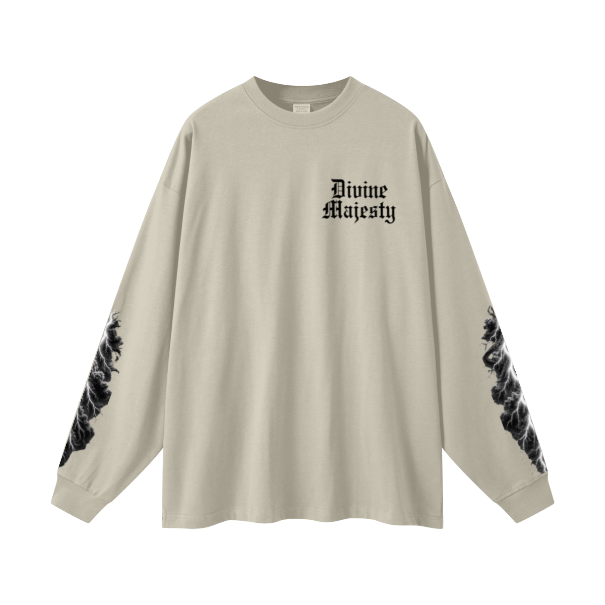 305GSM Unisex Premium Heavyweight Double-Yarn Plain Fabric Earth-Tone Basic Layering Long sleeve Sand