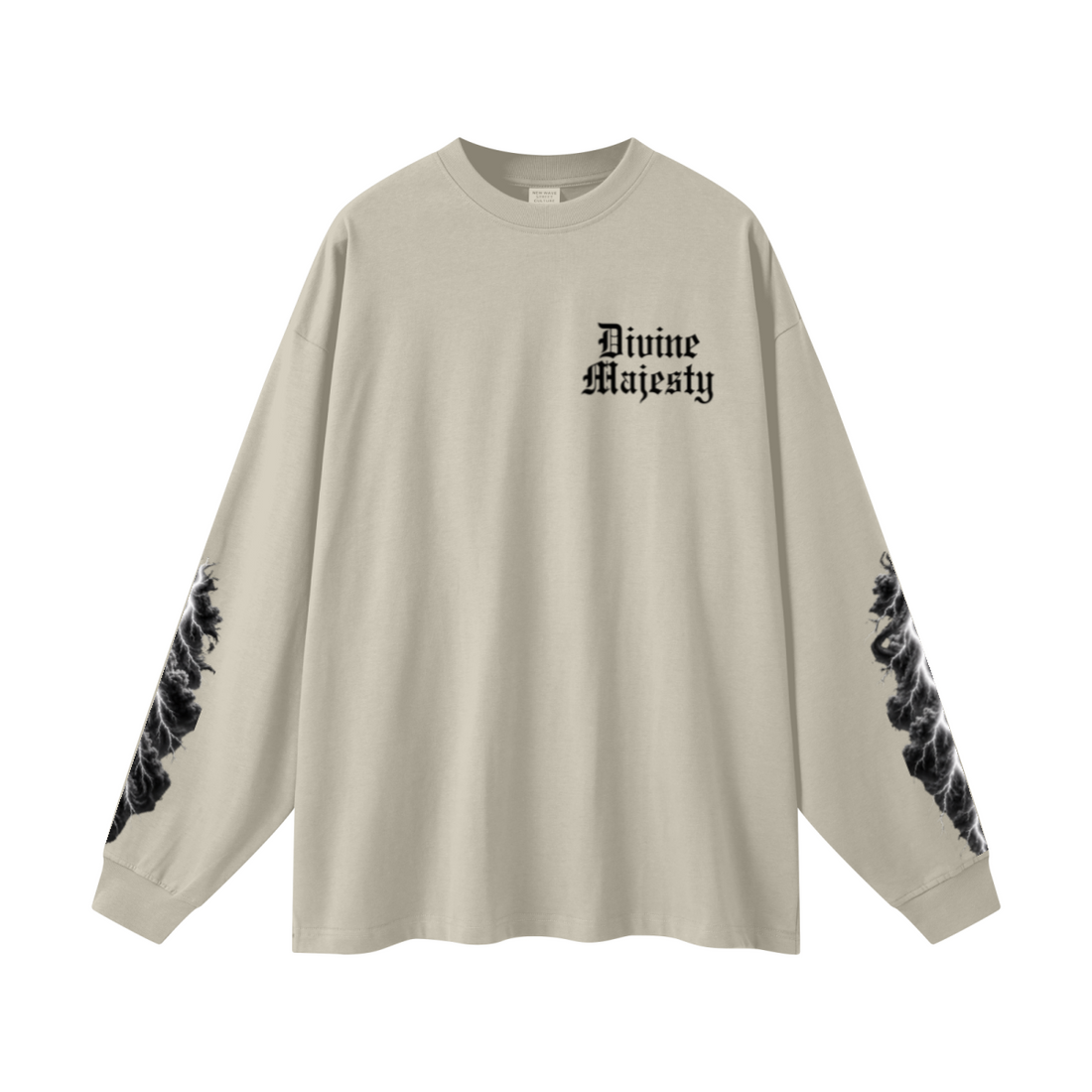305GSM Unisex Premium Heavyweight Double-Yarn Plain Fabric Earth-Tone Basic Layering Long sleeve Sand