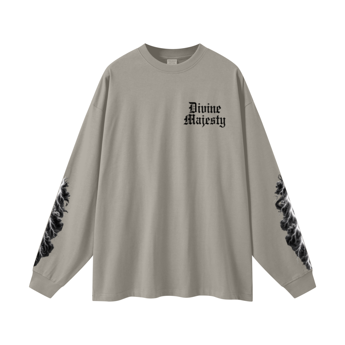 305GSM Unisex Premium Heavyweight Double-Yarn Plain Fabric Earth-Tone Basic Layering Long sleeve Grey Camel