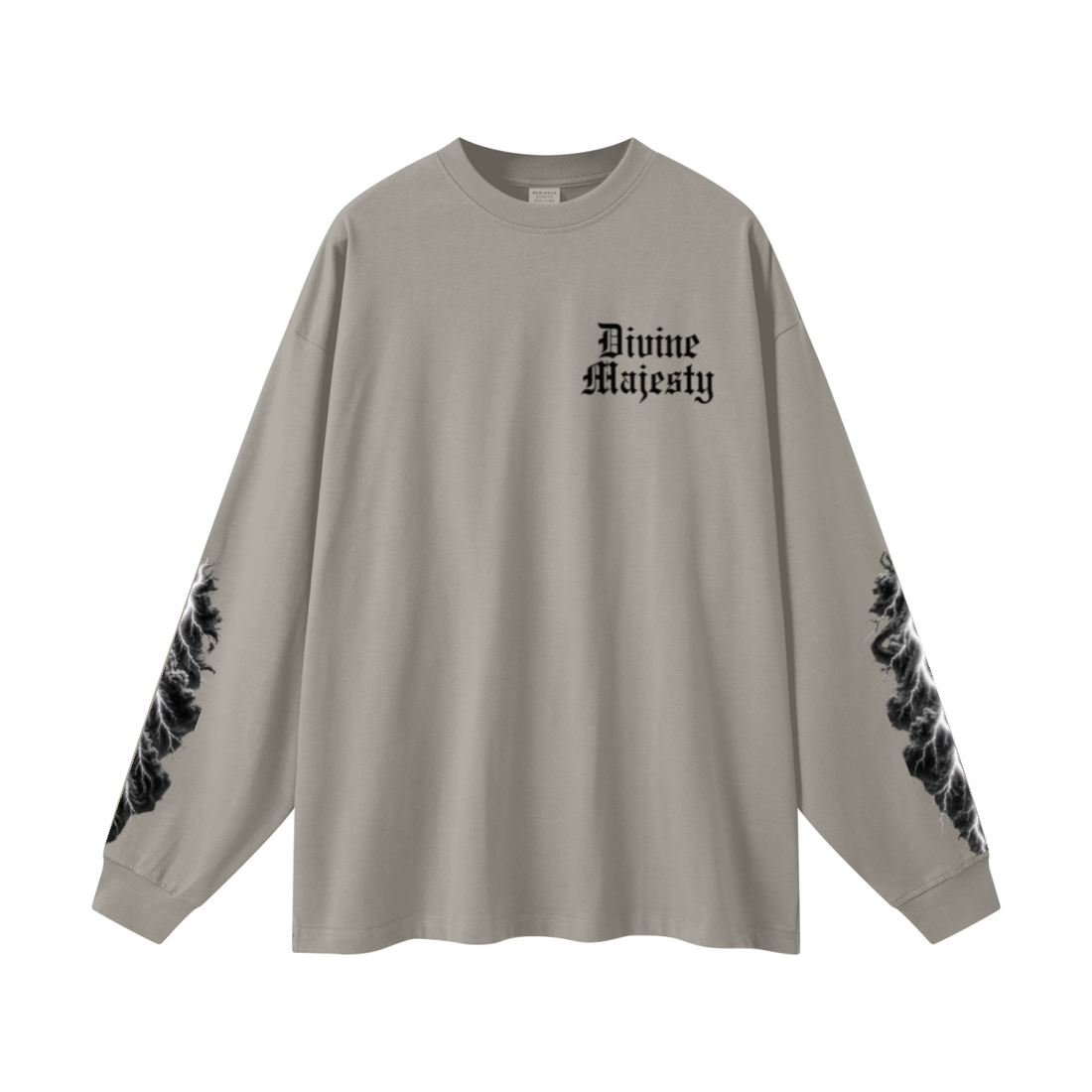305GSM Unisex Premium Heavyweight Double-Yarn Plain Fabric Earth-Tone Basic Layering Long sleeve Grey Camel