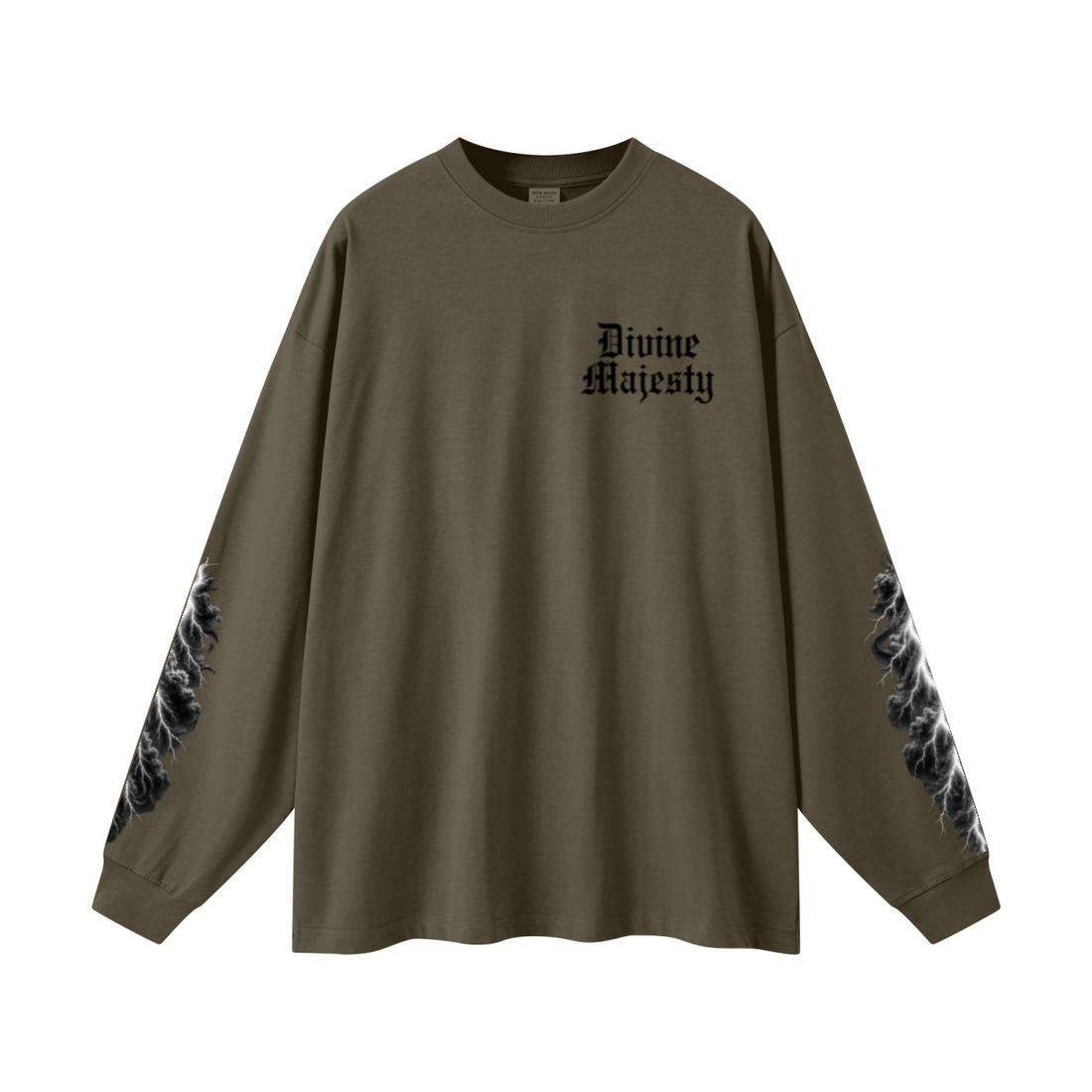 305GSM Unisex Premium Heavyweight Double-Yarn Plain Fabric Earth-Tone Basic Layering Long sleeve Brown