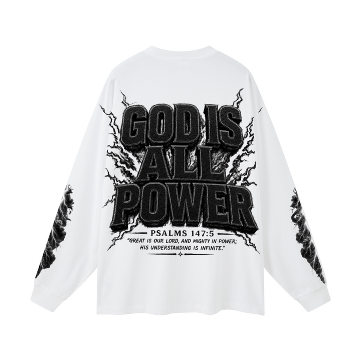 305GSM Unisex Premium Heavyweight Double-Yarn Plain Fabric Earth-Tone Basic Layering Long sleeve White