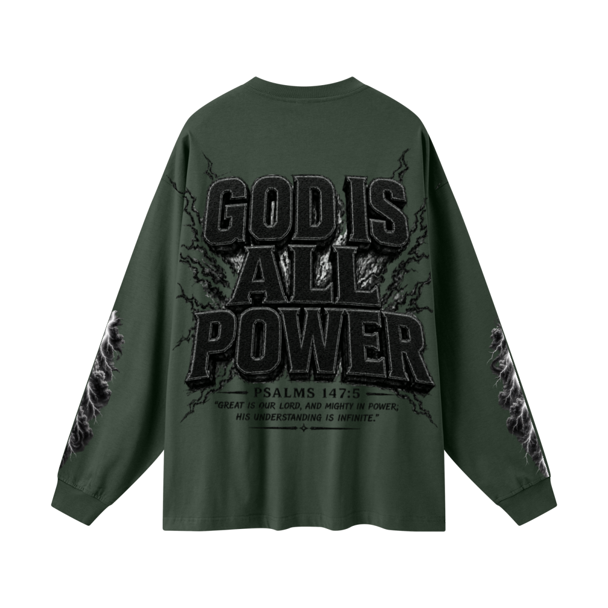 305GSM Unisex Premium Heavyweight Double-Yarn Plain Fabric Earth-Tone Basic Layering Long sleeve Dark Green