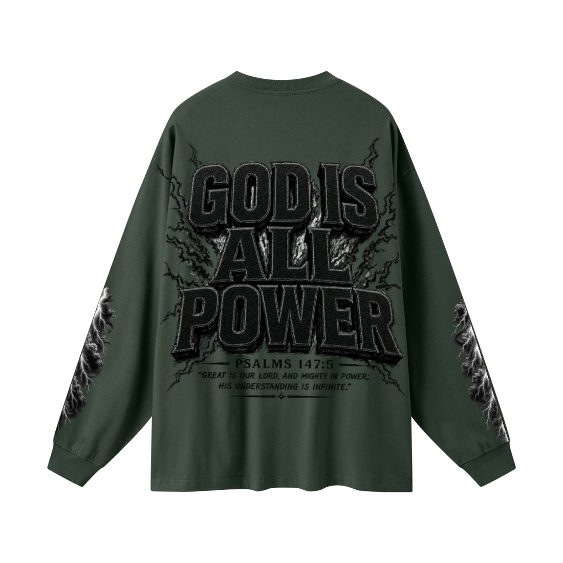 305GSM Unisex Premium Heavyweight Double-Yarn Plain Fabric Earth-Tone Basic Layering Long sleeve Dark Green