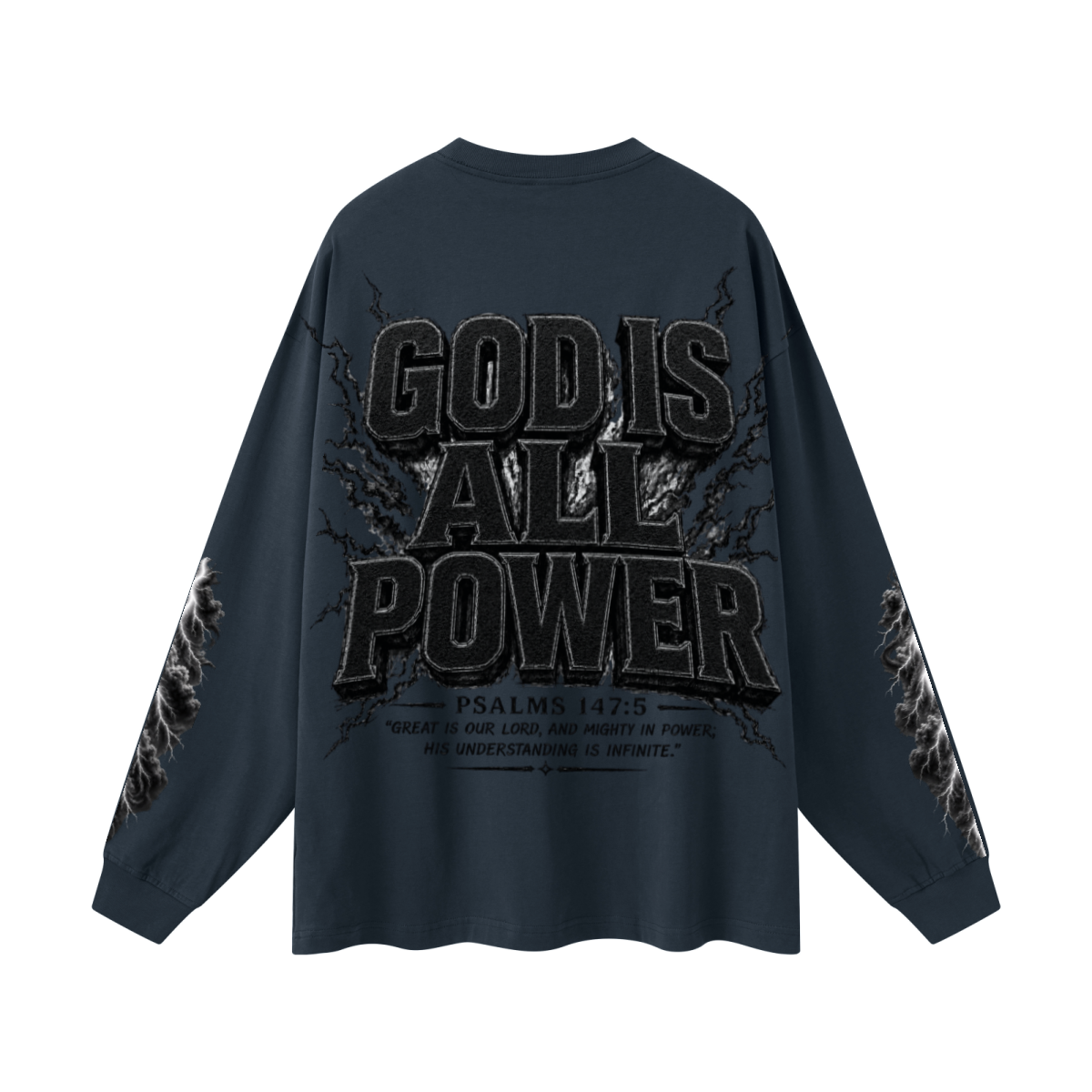 305GSM Unisex Premium Heavyweight Double-Yarn Plain Fabric Earth-Tone Basic Layering Long sleeve Navy Blue