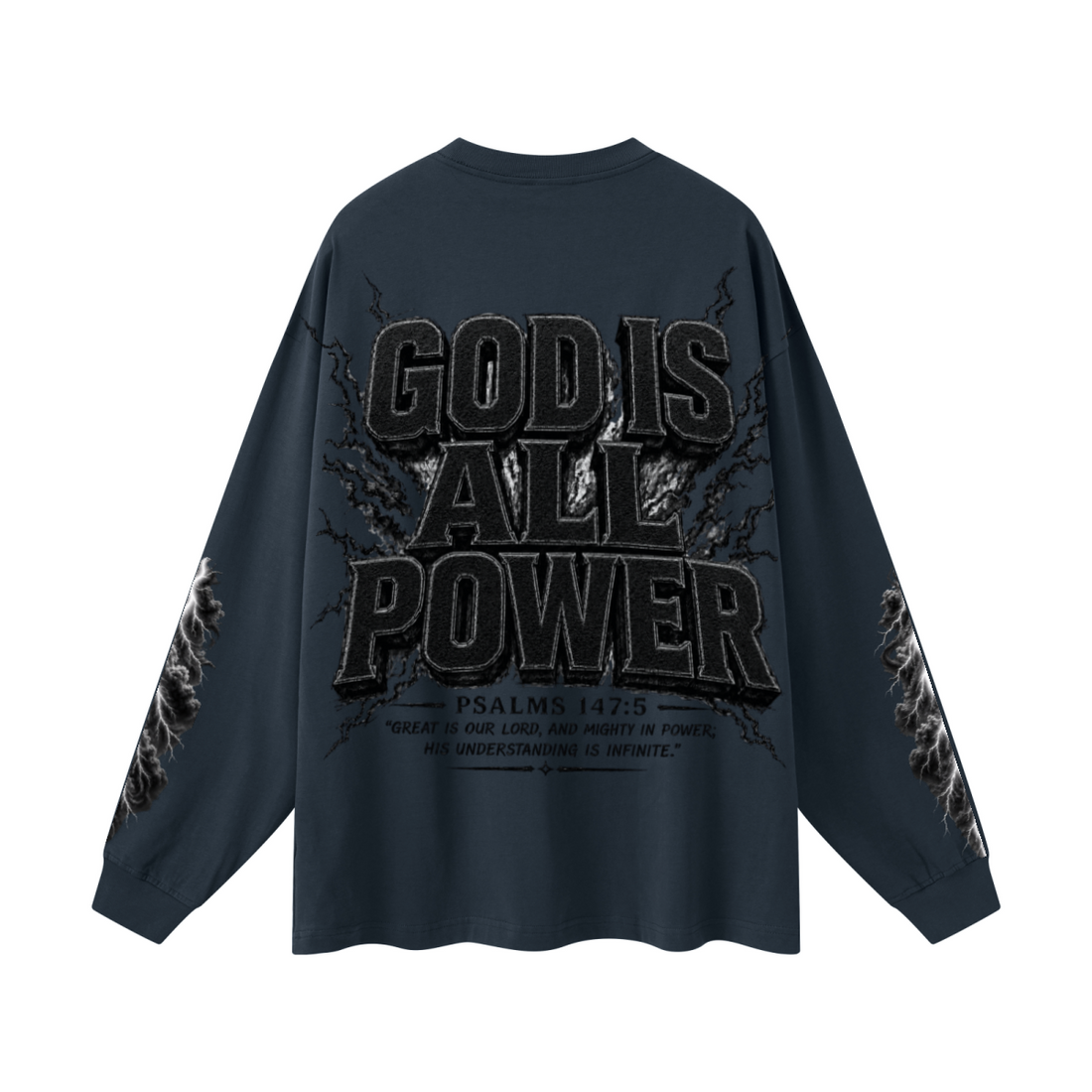 305GSM Unisex Premium Heavyweight Double-Yarn Plain Fabric Earth-Tone Basic Layering Long sleeve Navy Blue