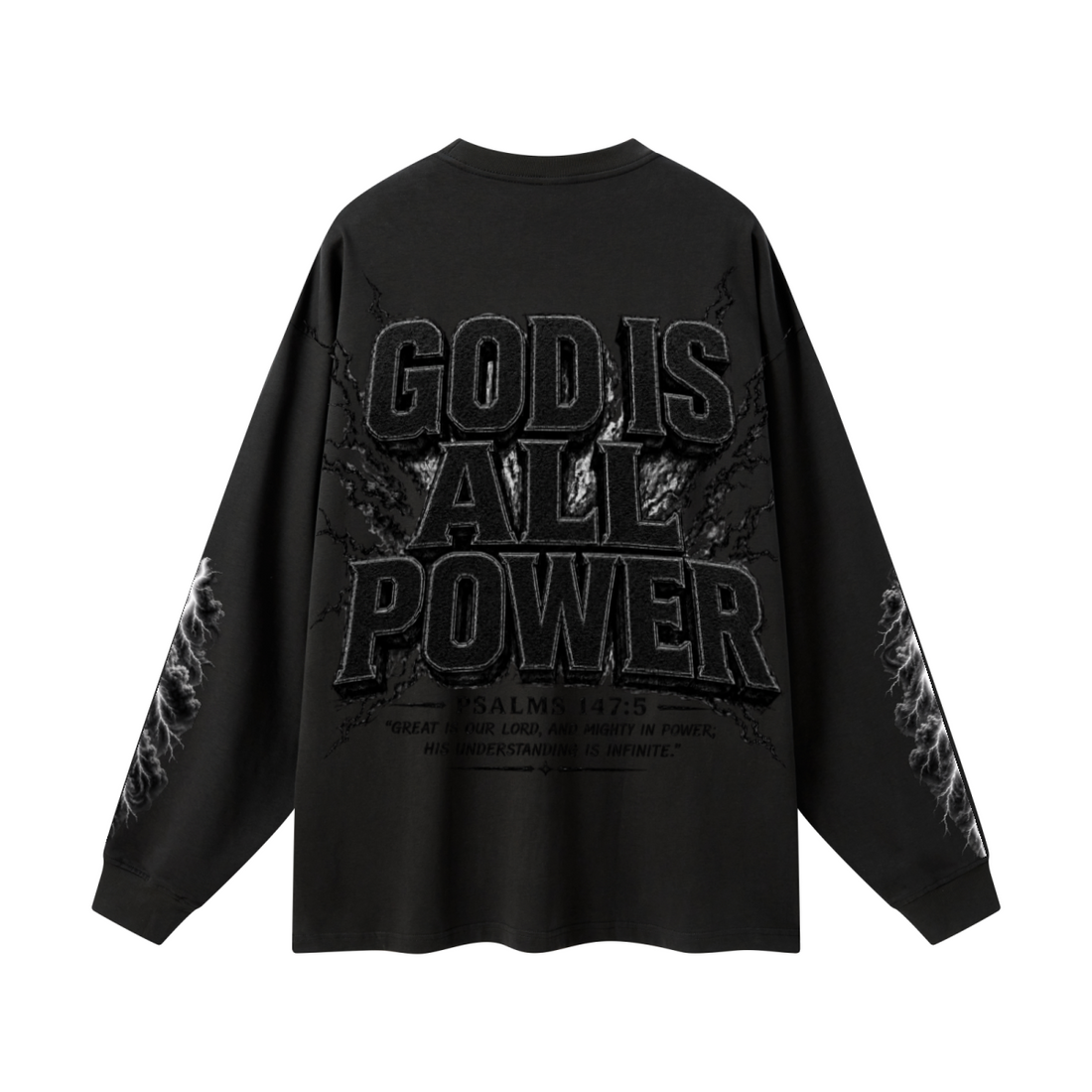 305GSM Unisex Premium Heavyweight Double-Yarn Plain Fabric Earth-Tone Basic Layering Long sleeve Black