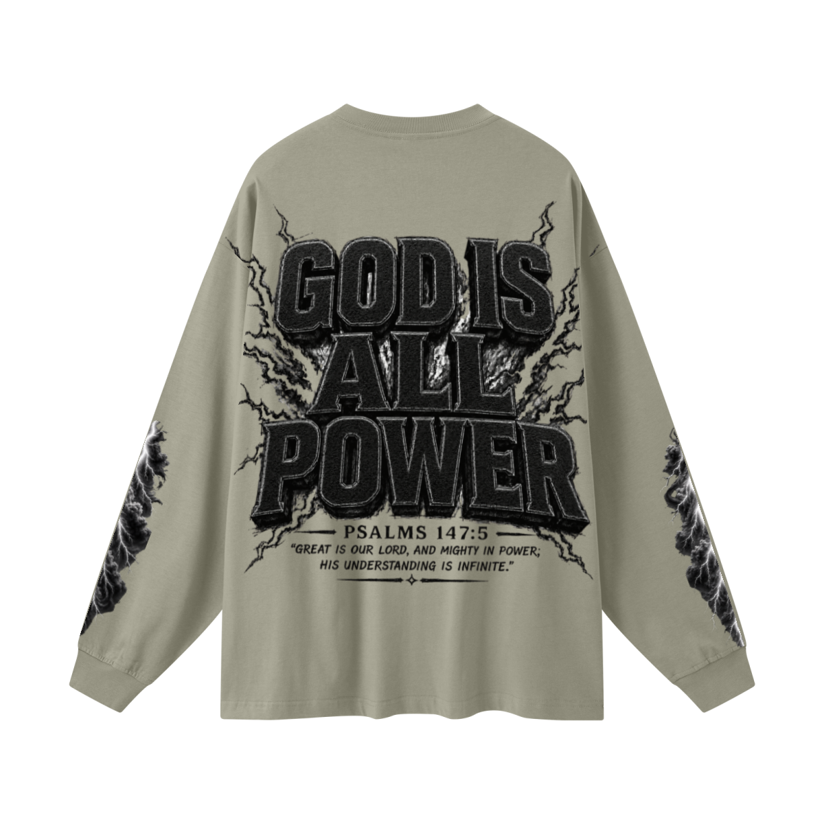 305GSM Unisex Premium Heavyweight Double-Yarn Plain Fabric Earth-Tone Basic Layering Long sleeve Grey Green