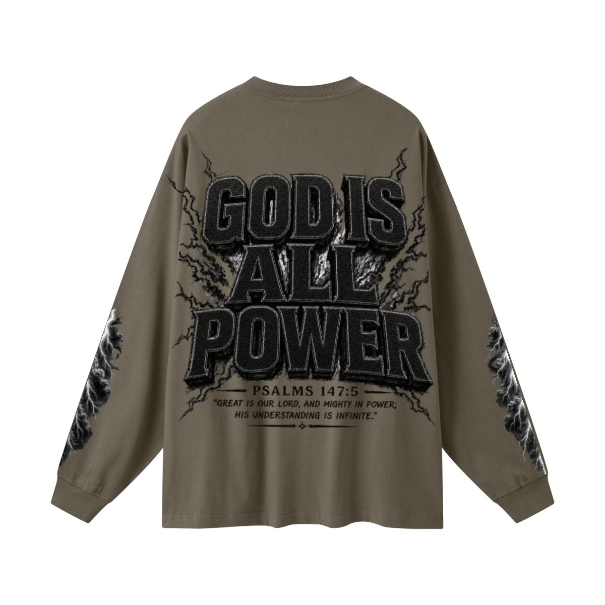 305GSM Unisex Premium Heavyweight Double-Yarn Plain Fabric Earth-Tone Basic Layering Long sleeve Brown