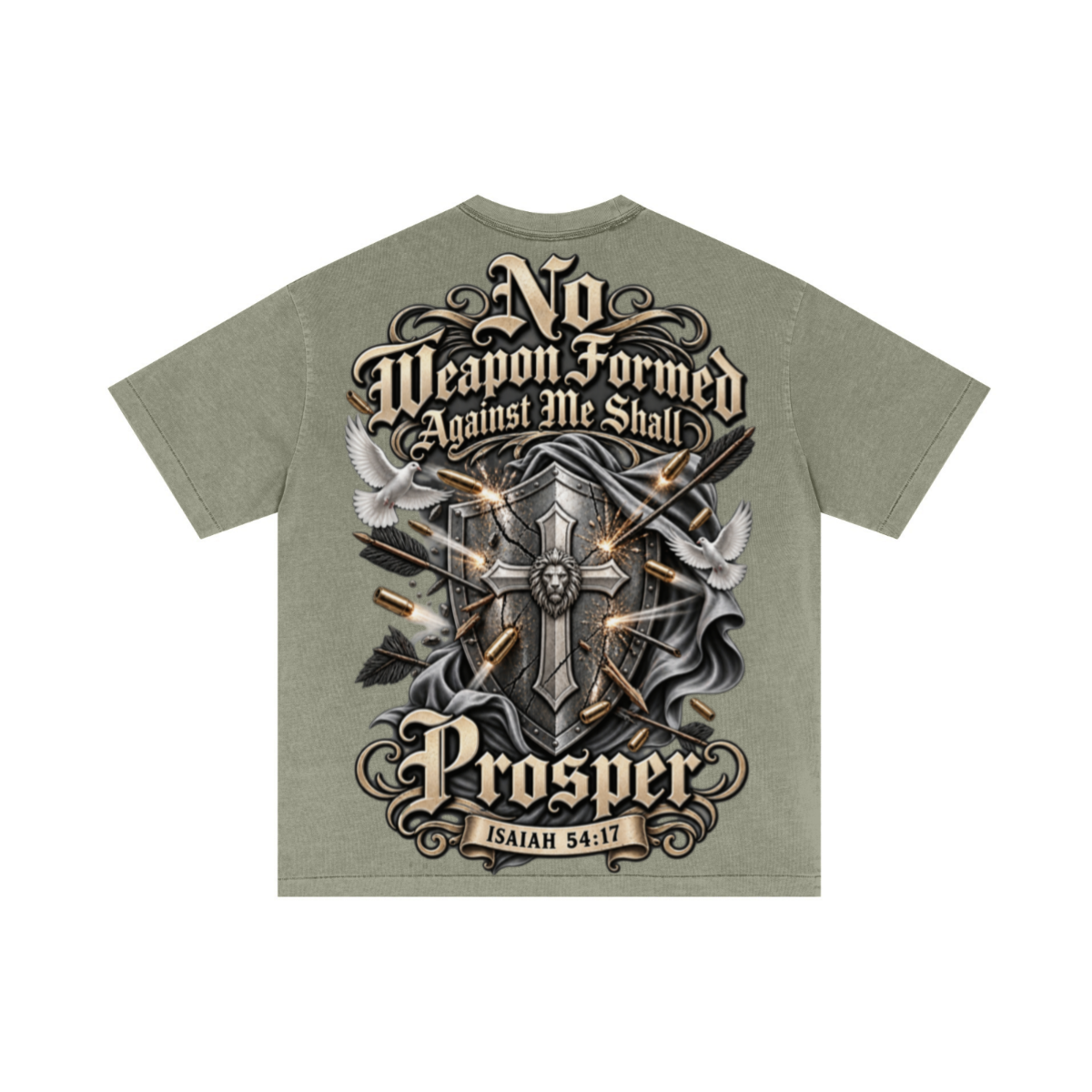 275GSM Unisex Double-Yarn 100% Cotton Plain-Wash T-shirt Greyish Green 