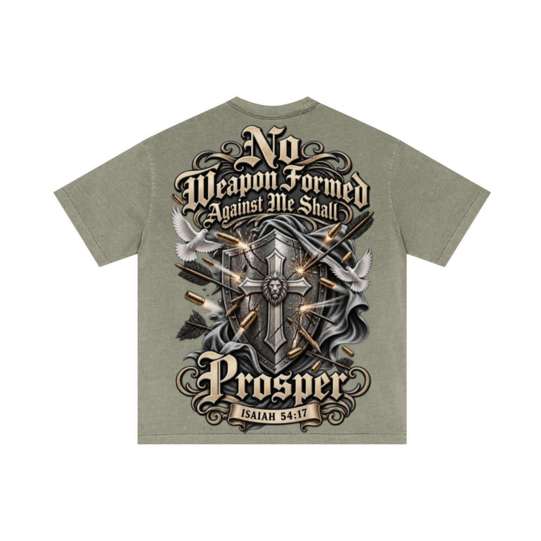 275GSM Unisex Double-Yarn 100% Cotton Plain-Wash T-shirt Greyish Green 