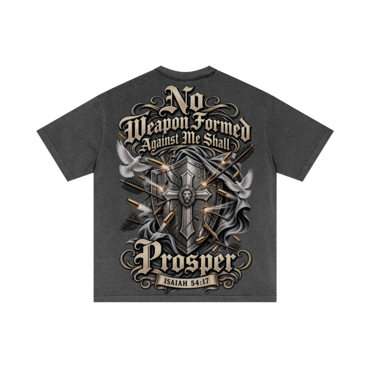 275GSM Unisex Double-Yarn 100% Cotton Plain-Wash T-shirt Dark Grey