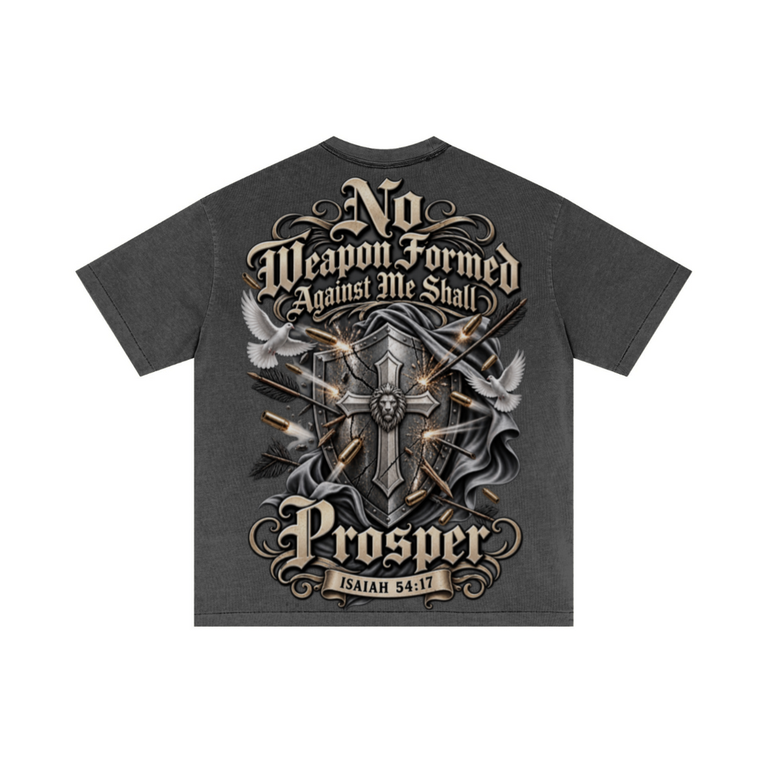275GSM Unisex Double-Yarn 100% Cotton Plain-Wash T-shirt Dark Grey