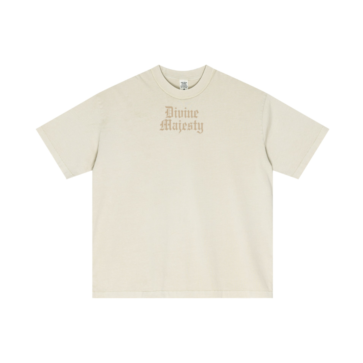 275GSM Unisex Double-Yarn 100% Cotton Plain-Wash T-shirt Apricot Grey