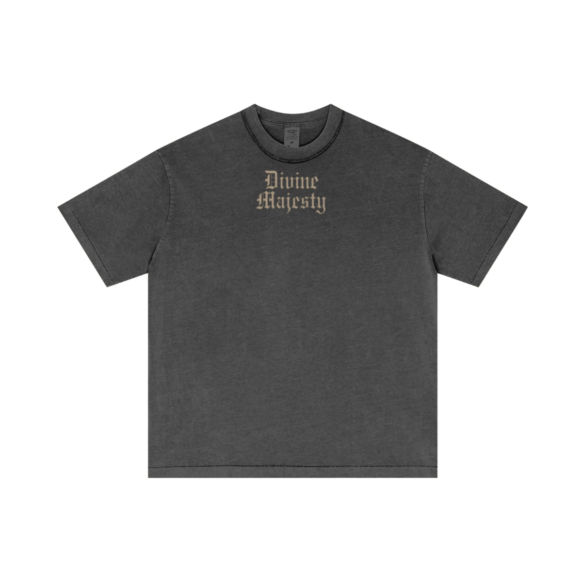 275GSM Unisex Double-Yarn 100% Cotton Plain-Wash T-shirt Dark Grey